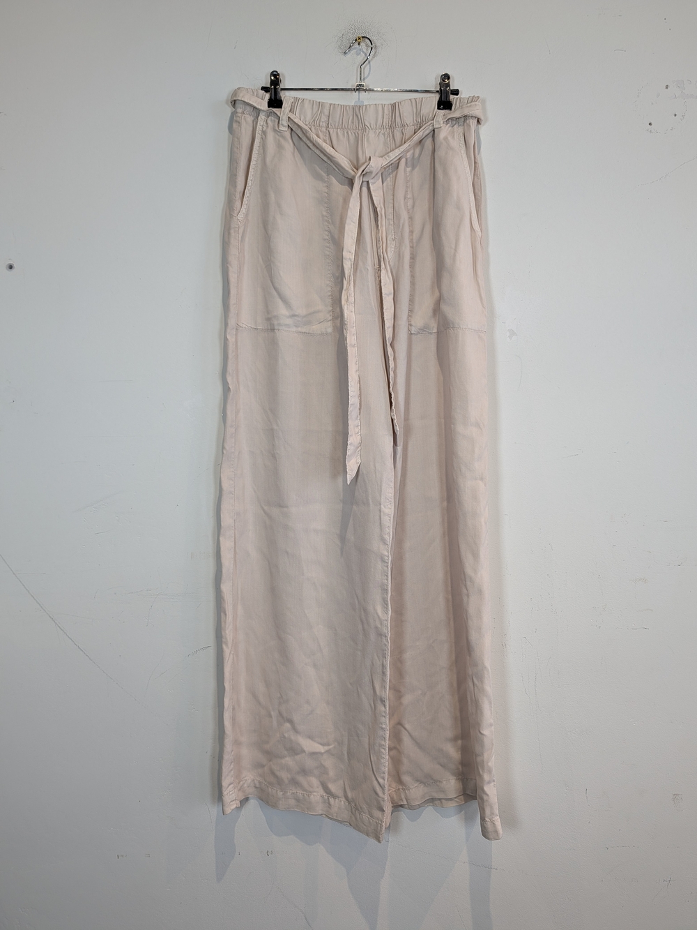 Bella Dahl Light Beige Wide-Leg Tie-Waist Pants, Size L